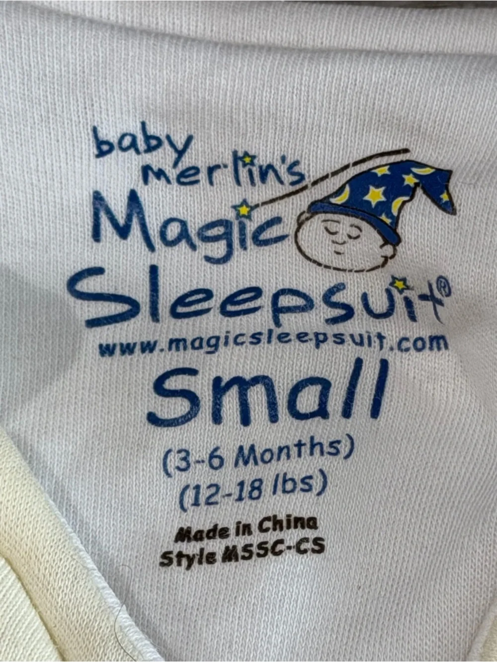 Baby Merlin's Magic Sleepsuit Cotton Cream Small (3-6 Months)